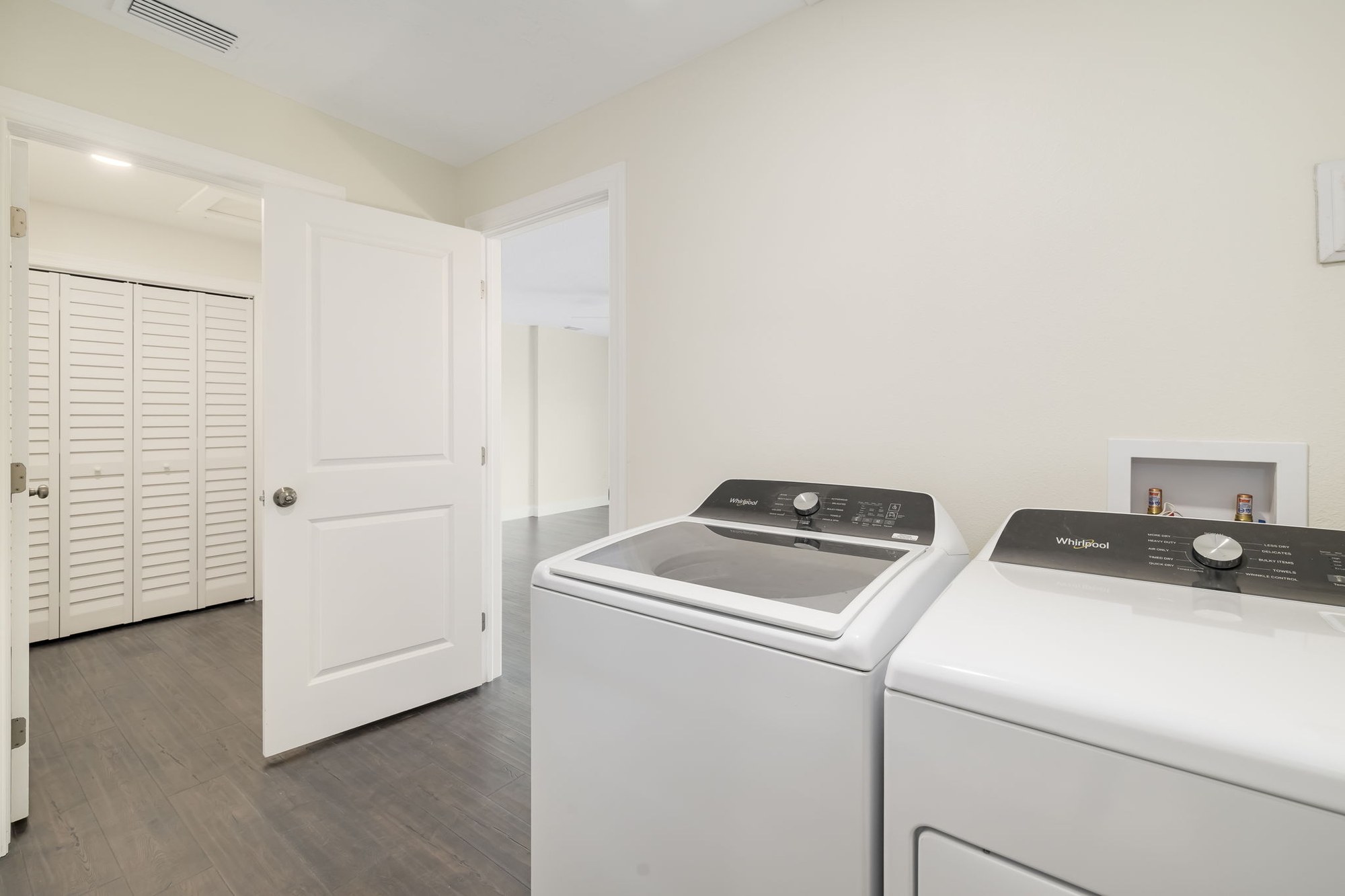 Finished garage conversion laundry room