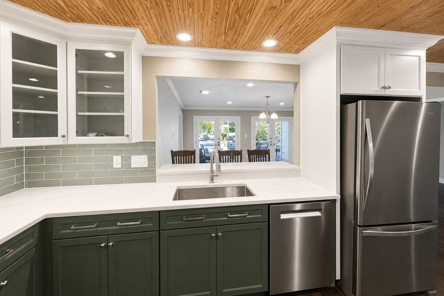 Finished kitchen, sink and refrigerator wall