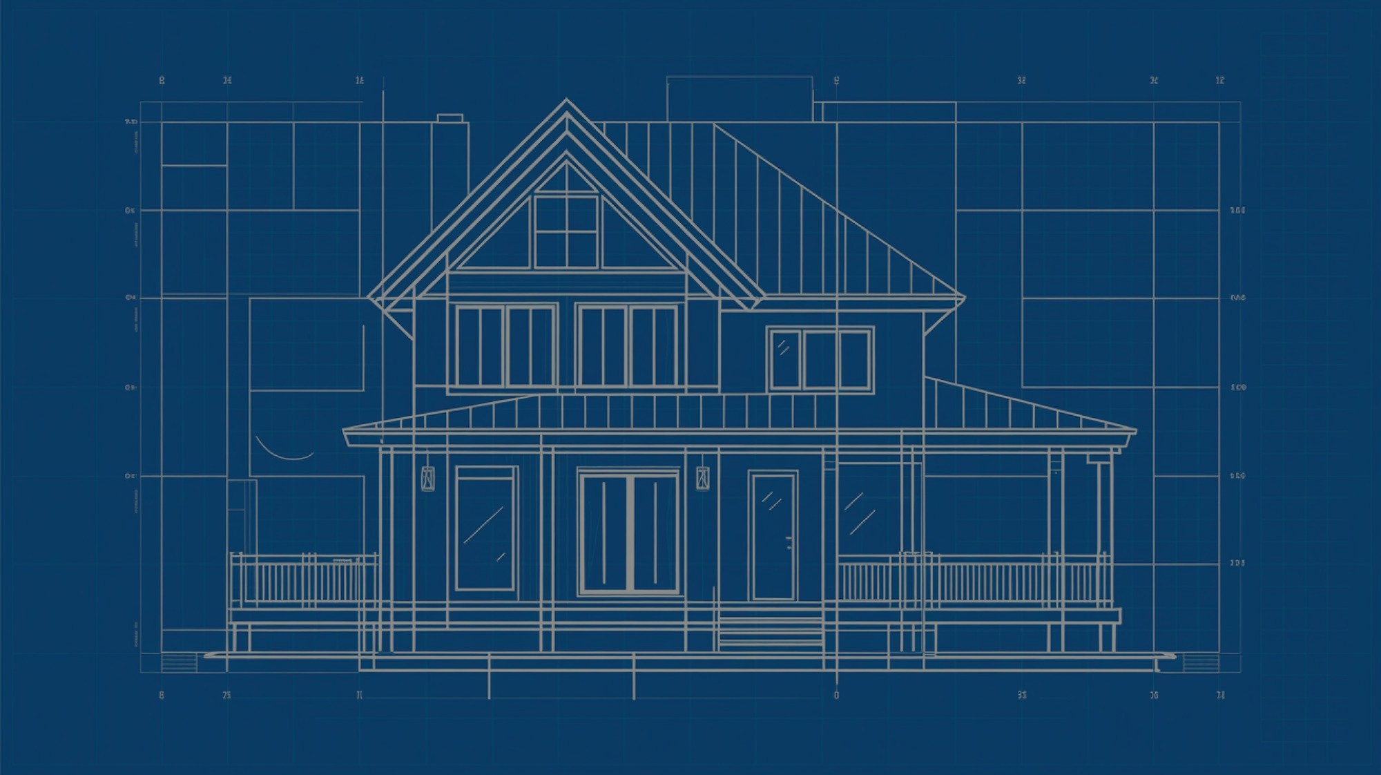 Illustrated blueprint of a two-story home elevation