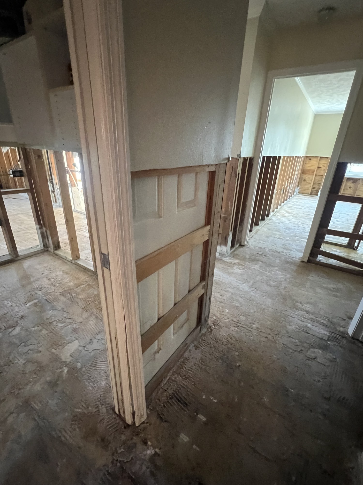 Interior secured and stabilized after storm damage